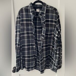 The North Face Black and Gray Plaid Shirt XXL